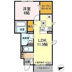 西武拝島線 武蔵砂川駅 徒歩16分の賃貸アパート 1階1LDKの間取り