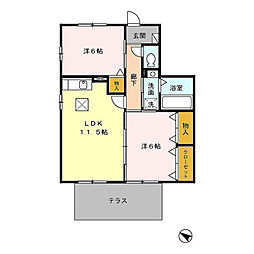 ロイヤルコートA 2LDKの間取図画像