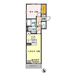 多摩都市モノレール 上北台駅 徒歩14分の賃貸アパート 1階1LDKの間取り