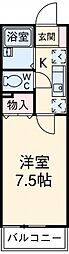 多摩都市モノレール 万願寺駅 徒歩3分の賃貸アパート 2階1Kの間取り