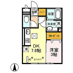 セプトガーデン元総社 1階1DKの間取り