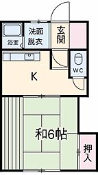 多摩都市モノレール 砂川七番駅 徒歩3分の賃貸アパート 2階1Kの間取り