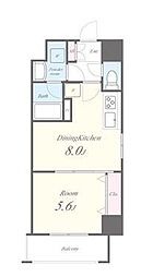 JR南武線 立川駅 徒歩6分の賃貸マンション 4階1DKの間取り