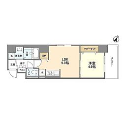 藤の邸江戸堀 1LDKの間取図画像