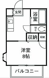 プレシオＫ 2階1Kの間取り