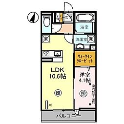 インペリアルヒルズ 3階1LDKの間取り