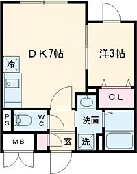 Sunflower Garden 1階1DKの間取り