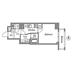 クオリタス東十条 4階1Kの間取り
