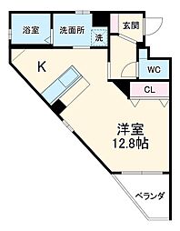 JR東海道本線 幸田駅 徒歩3分の賃貸マンション 3階ワンルームの間取り