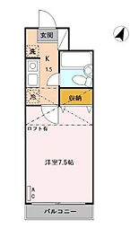 西武拝島線 玉川上水駅 徒歩10分の賃貸マンション 1階1Kの間取り