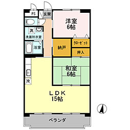 ファインビレッジ 3階2LDKの間取り
