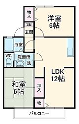 埼玉新都市交通 丸山駅 徒歩21分の賃貸アパート 2階2LDKの間取り