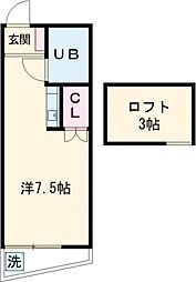 東京メトロ副都心線 西早稲田駅 徒歩8分の賃貸アパート 2階ワンルームの間取り