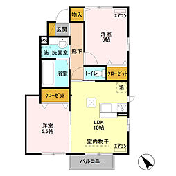 クラッシモ 2LDKの間取図画像