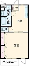 京王線 明大前駅 徒歩7分の賃貸マンション 地下1階1DKの間取り