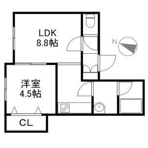 ミネルバ　Ｉ号館 103｜北海道札幌市中央区南六条西９丁目(賃貸アパート1LDK・1階・32.10㎡)の写真 その2