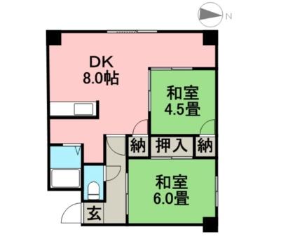 朝日レジデンス 612｜北海道札幌市中央区南十一条西７丁目(賃貸マンション2DK・6階・59.08㎡)の写真 その2