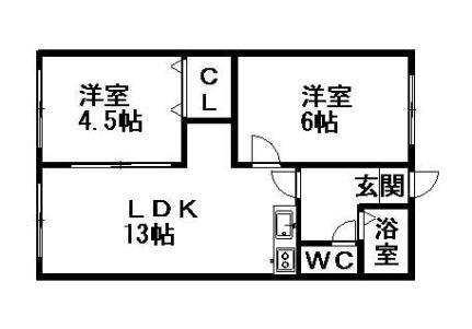 ラフォーレ山鼻 102｜北海道札幌市中央区南十一条西１２丁目(賃貸マンション2DK・1階・51.03㎡)の写真 その2
