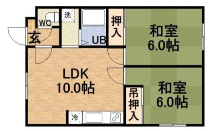 コーポ岡部 H｜北海道札幌市白石区北郷四条５丁目(賃貸アパート2LDK・2階・49.68㎡)の写真 その2