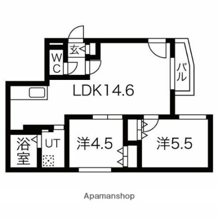 ブランシャールＣＮひばりが丘 202｜北海道札幌市厚別区厚別中央一条３丁目(賃貸マンション2LDK・2階・51.20㎡)の写真 その2