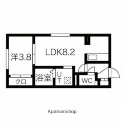 メニーズコート元町西 3階1LDKの間取り