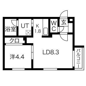 フロントロー栄町 301｜北海道札幌市東区北三十八条東１６丁目(賃貸マンション1LDK・3階・34.91㎡)の写真 その2