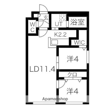 シティレジデンス北30条 203｜北海道札幌市北区北三十条西５丁目(賃貸マンション2LDK・2階・48.12㎡)の写真 その2