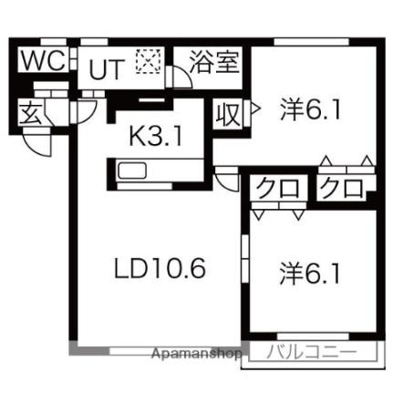 ロイヤルハイツ 102｜北海道札幌市東区北二十二条東２３丁目(賃貸アパート2LDK・1階・60.76㎡)の写真 その2