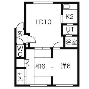 エナージ美香保 205｜北海道札幌市東区北二十一条東２丁目(賃貸アパート2LDK・3階・46.35㎡)の写真 その2