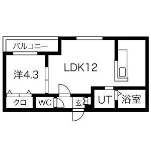 Ｐａｔｉｏ北19（北19東19ＭＳ） 406｜北海道札幌市東区北十九条東１９丁目(賃貸マンション1LDK・4階・36.08㎡)の写真 その2