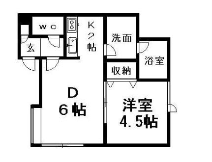 ツインコートアクア 205｜北海道札幌市清田区真栄二条１丁目(賃貸アパート1LDK・2階・29.58㎡)の写真 その2