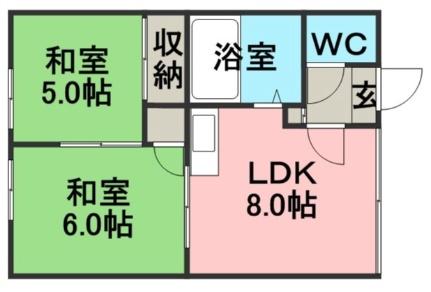 原田荘 203｜北海道札幌市豊平区月寒東四条８丁目(賃貸アパート2DK・2階・38.88㎡)の写真 その2