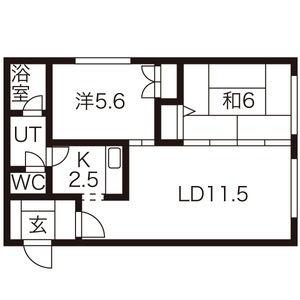 ロイヤルレインボー平岸　Ａ棟 101｜北海道札幌市豊平区平岸六条１７丁目(賃貸マンション2LDK・1階・53.58㎡)の写真 その2