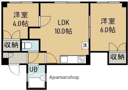 シーサイドマンション 301｜北海道函館市海岸町(賃貸マンション2LDK・3階・40.49㎡)の写真 その2
