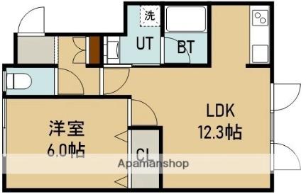 アイエスハイムI 2-D｜北海道函館市昭和４丁目(賃貸アパート1LDK・2階・41.31㎡)の写真 その2