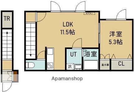 ウッディハウス 2-B｜北海道函館市亀田本町(賃貸アパート1LDK・2階・44.10㎡)の写真 その2
