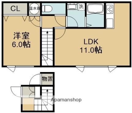 ウッディハウス 2-D｜北海道函館市亀田本町(賃貸アパート1LDK・2階・48.86㎡)の写真 その2