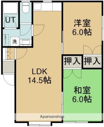 ハイツ木村 202｜北海道函館市富岡町３丁目(賃貸アパート2LDK・2階・55.16㎡)の写真 その2