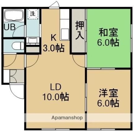 ソフィール本通 102｜北海道函館市本通４丁目(賃貸アパート2LDK・1階・52.48㎡)の写真 その2