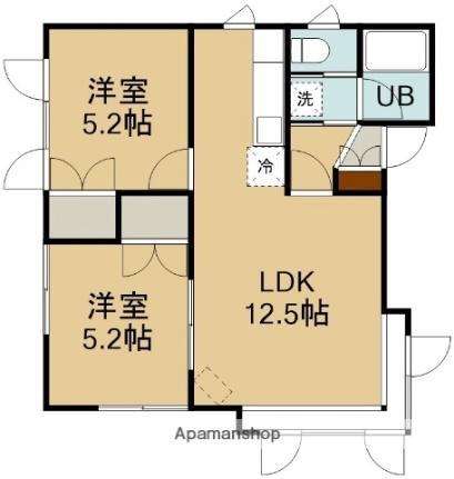 コルトーナ20 101｜北海道北斗市七重浜８丁目(賃貸アパート2LDK・1階・48.00㎡)の写真 その2