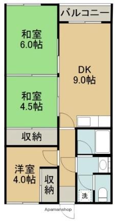 シャトーはまなす 306｜北海道函館市金堀町(賃貸マンション3DK・3階・57.02㎡)の写真 その2