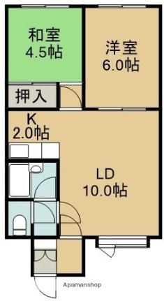 ハマナスハイツ 202｜北海道北斗市七重浜８丁目(賃貸アパート2LDK・2階・43.48㎡)の写真 その2