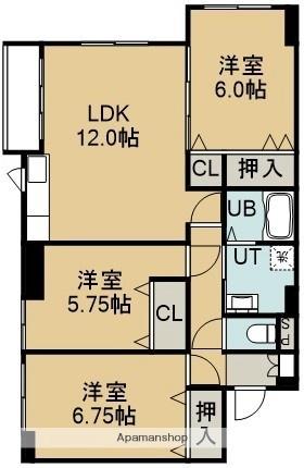 ｓｉｔｅ　Ｅｆ（サイトエフ） 301｜北海道函館市中島町(賃貸マンション3LDK・3階・71.55㎡)の写真 その2