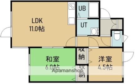 シティヒル 102｜北海道函館市富岡町１丁目(賃貸アパート2LDK・1階・49.83㎡)の写真 その2