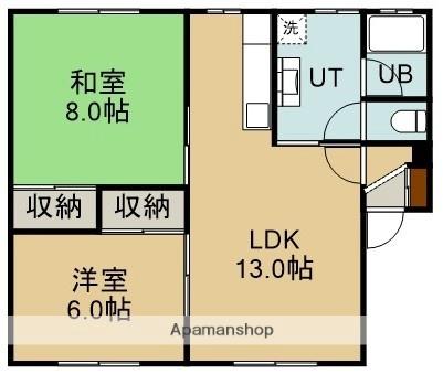 メープル山の手（メープルヤマノテ） 202｜北海道函館市山の手２丁目(賃貸アパート2LDK・2階・58.96㎡)の写真 その2