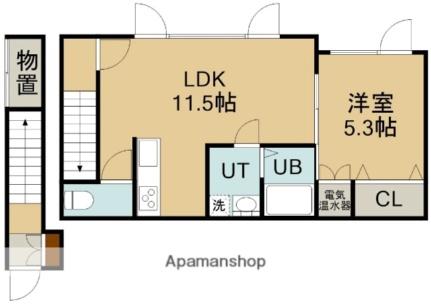 ウッディハウス 2-B｜北海道函館市亀田本町(賃貸アパート1LDK・2階・44.10㎡)の写真 その2