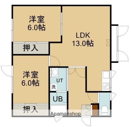 ミドルハイツII 102｜北海道函館市中道２丁目(賃貸アパート2LDK・1階・59.62㎡)の写真 その2