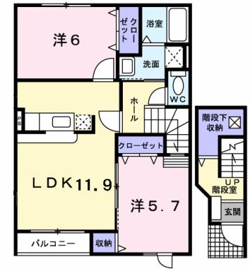 プランドール 203｜北海道函館市昭和４丁目(賃貸アパート2LDK・2階・62.54㎡)の写真 その2