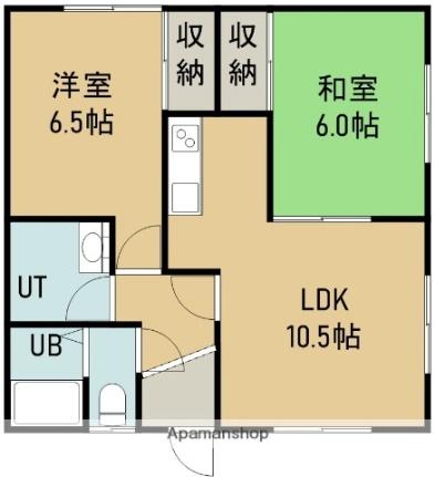 トレンディ美原 201｜北海道函館市美原３丁目(賃貸アパート2LDK・2階・49.41㎡)の写真 その2