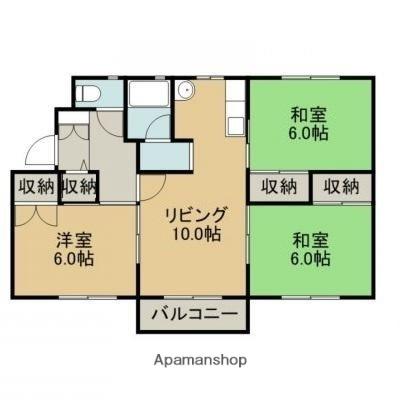 ラ・ネージュ函館Ｉ棟 202｜北海道函館市榎本町(賃貸マンション3LDK・2階・70.00㎡)の写真 その2